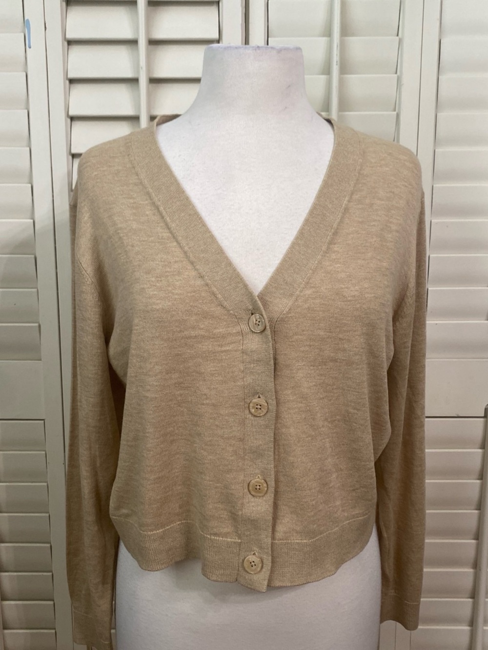a new day Beige V-Neck Button Cardigan